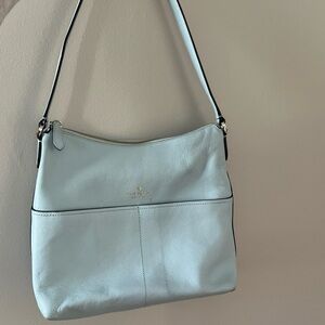 KATE SPADE Bailey Textured Leather Medium Shoulder Bag Zip Top Frosty Sky Blue